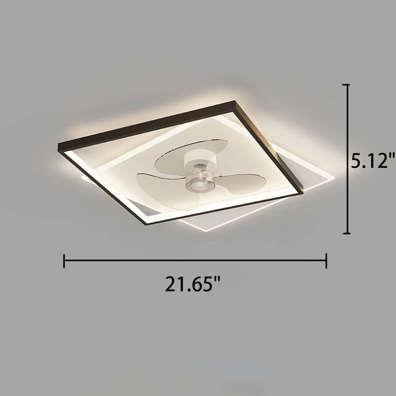 Modern Creative Overlap Round/Square Design LED Flush Mount Ceiling Fan Light