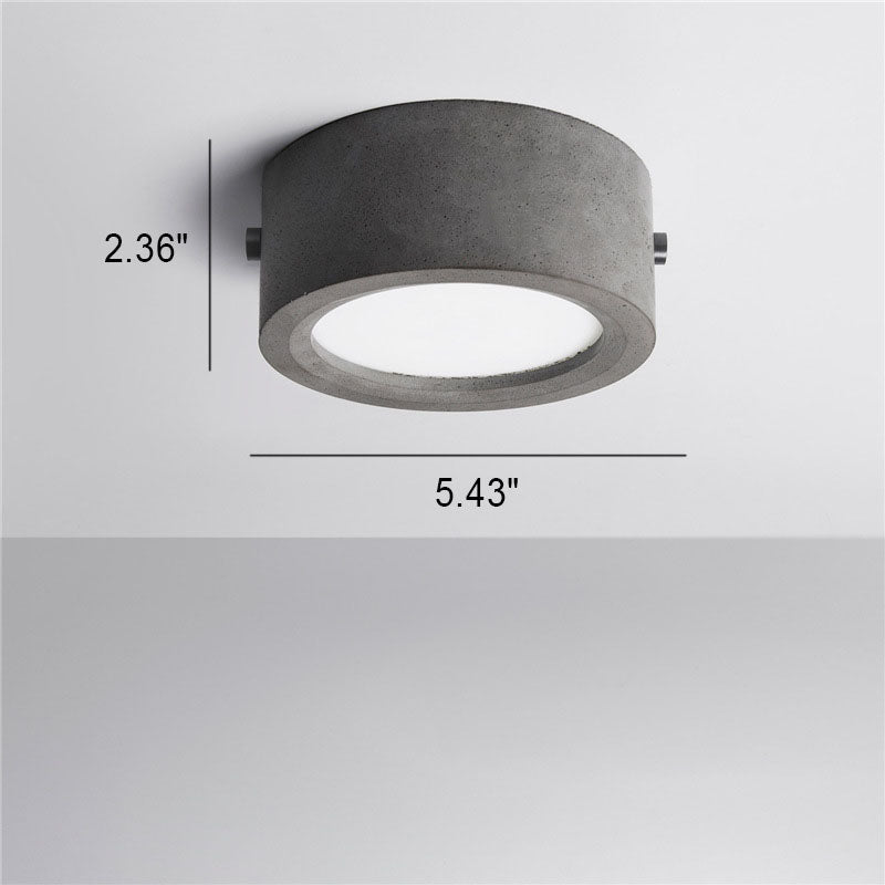 Industrial Simple Round Cement LED Flush Mount Ceiling Light