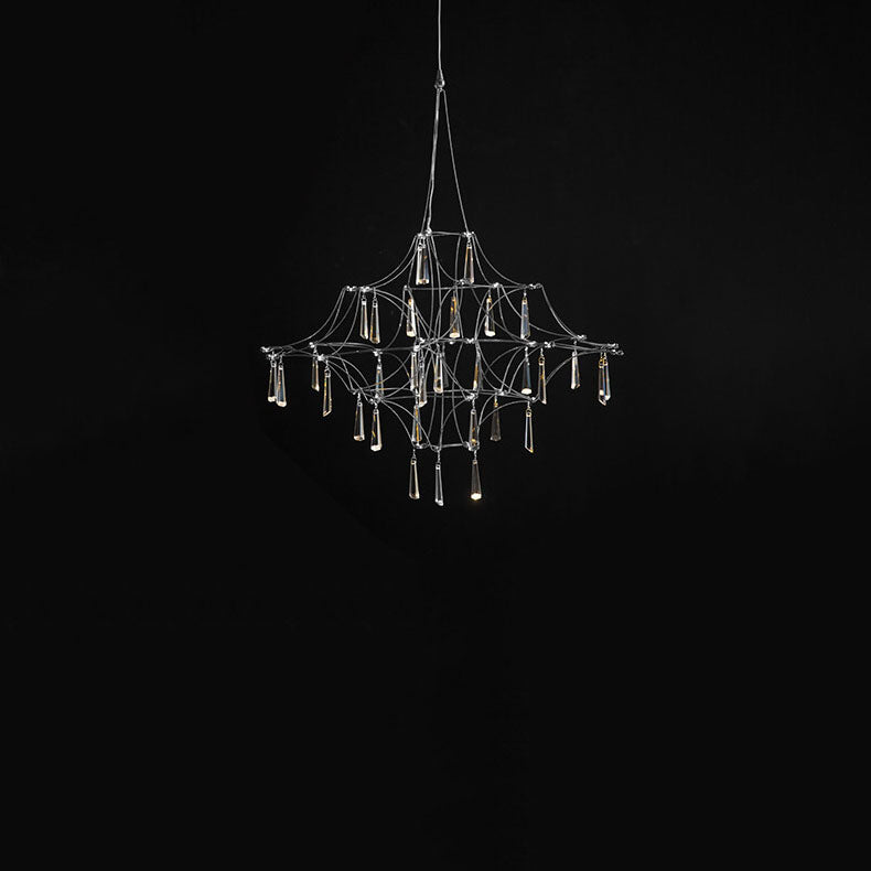 Modern Minimalist Mesh Brass Crystal LED Chandelier