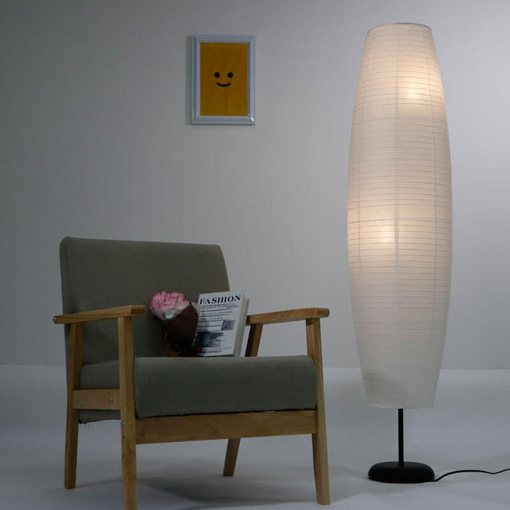 Nordischer minimalistischer Reispapier-Säulen-Stehlampe mit 2 Lichtern 