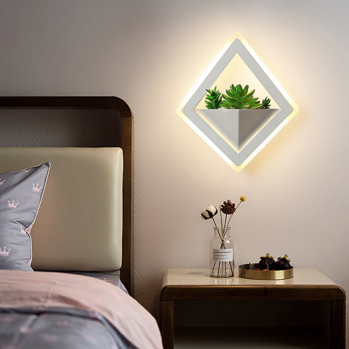 Modern Square Iron Plants Acrylic LED Wall Sconce Lamp