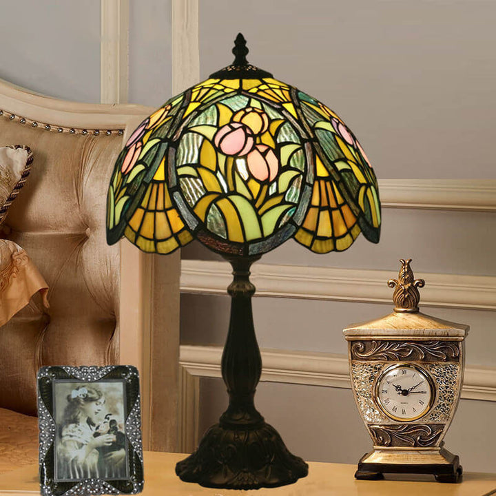 Tiffany Rustikale Buntglas 1-Licht Tischlampe 