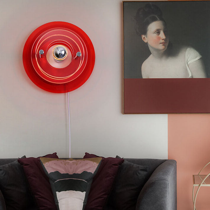 Lampe murale moderne en acrylique à 1 lumière avec ombre ronde teintée 