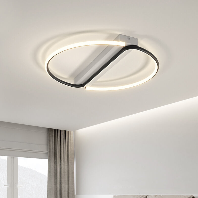 Minimalist Black and White Round LED Flush Mount Ceiling Light