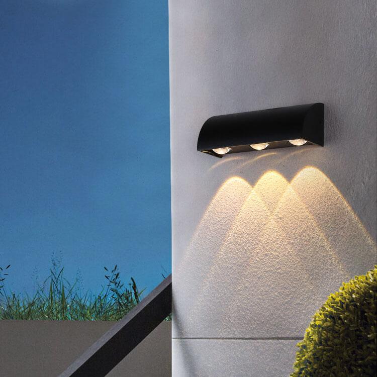 Applique murale extérieure étanche à 3 lumières LED cylindrique moderne en aluminium 