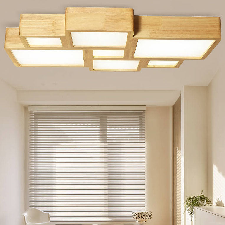 Luz de techo empotrada LED cuadrada de madera maciza nórdica 