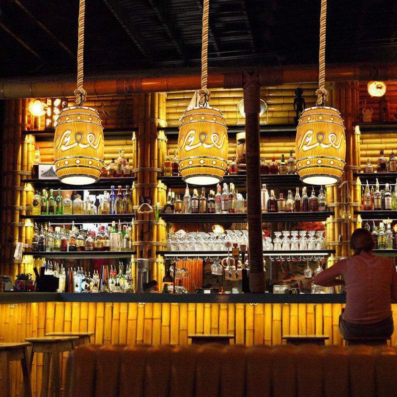 Vintage Wine Barrel Resin 1-Light Pendant Light