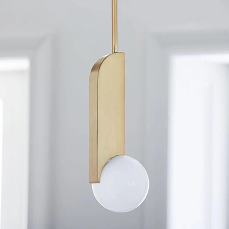 Simple Gold Metal Patchwork Glass Globe 1-Light LED Pendant Light