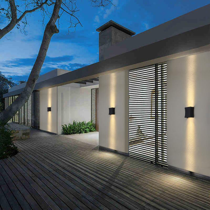 Moderne quadratische Aluminium-LED-Außenwandleuchte, wasserdicht 