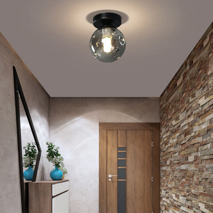 Nordic Glass Orb 1-Light LED Semi-Flush Mount Ceiling Light