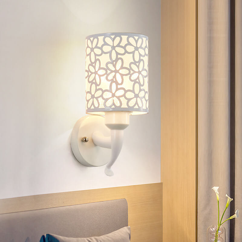 Modern Column Floral Shade 1-Light Wall Sconce Lamp