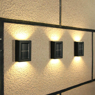 Solar Square Up and Down Lighted LED Outdoor Waterproof Garden Wall Sconce Lamp