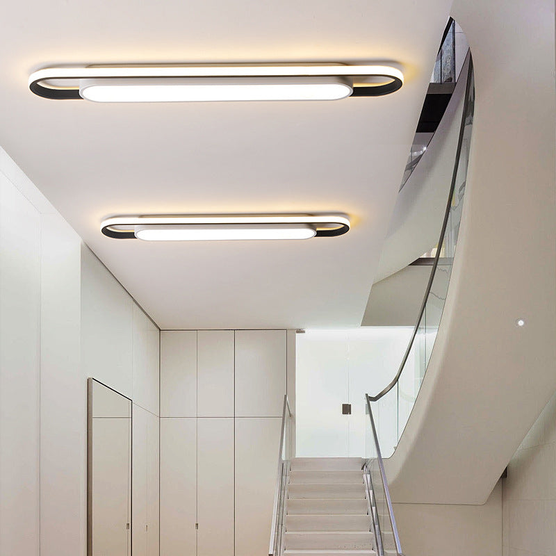 Nordic Minimalist Long Bar Ring LED Flush Mount Ceiling Light