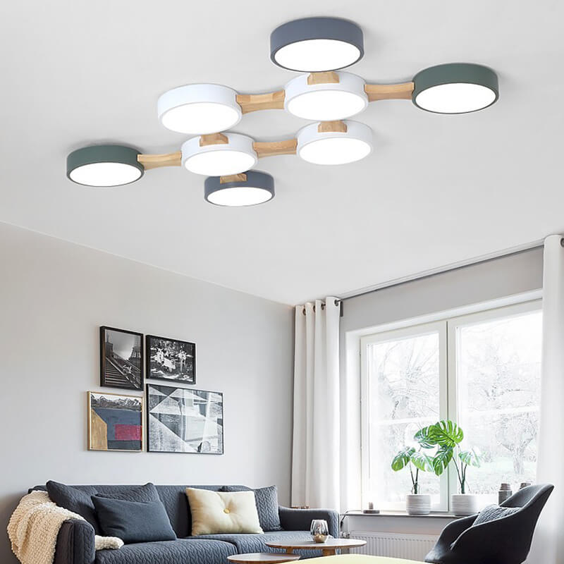 Modern Macaron Circle 3/4/5/8 Light LED Flush Mount Ceiling Light