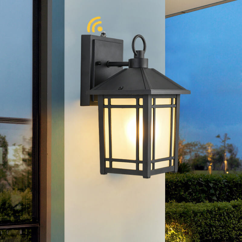 Simple Square Lantern Outdoor Waterproof 1-Light Wall Sconce Lamp