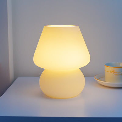 Lampe de Table de Nuit à LED 1 Lumière Champignon en Verre Créatif Rétro 