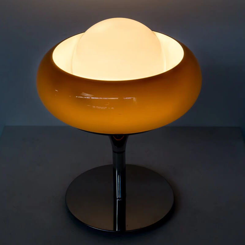Vintage Glass Egg Tart Iron Base 1-Light Table Lamp
