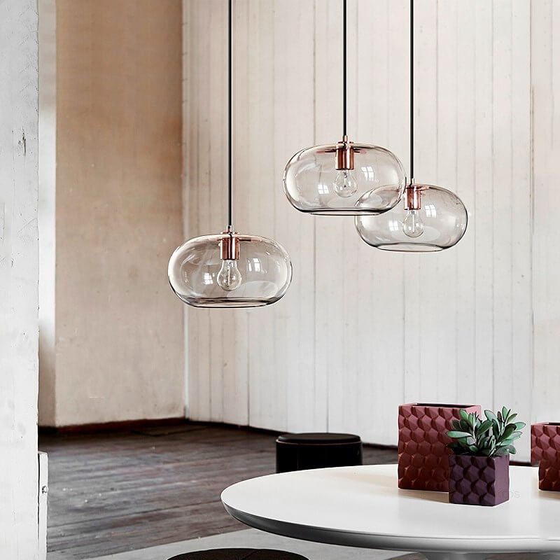 Nordic Color Glass Oval Dome 1-Light Pendant Light