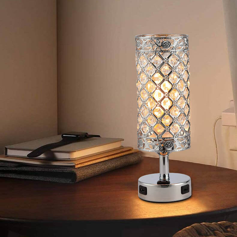 Creative Iron Cylinder Shade USB Touch  Charging 1-Light Table Lamp