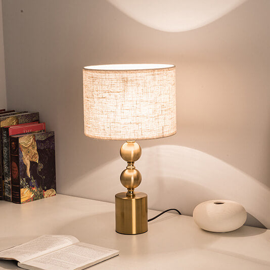 Modern Luxury Fabric Metal Ball Base 1-Light Table Lamp
