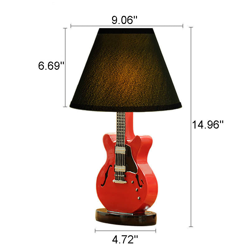 Cartoon Creative Fabric Shade Guitar 1-Light Table Lamp