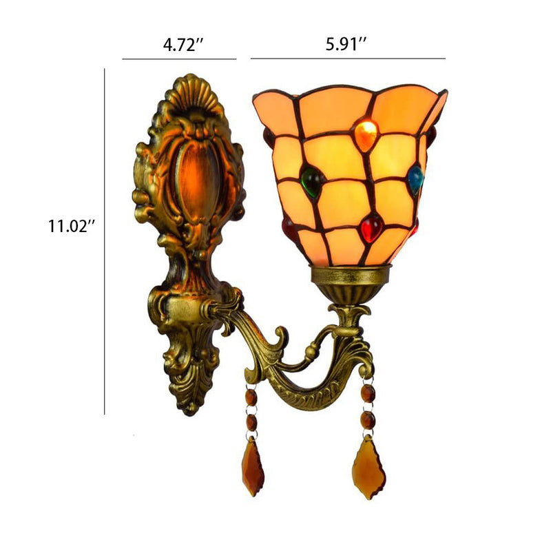 Traditional Tiffany Crystal Glass Pendant 1-Light Wall Sconce Lamp