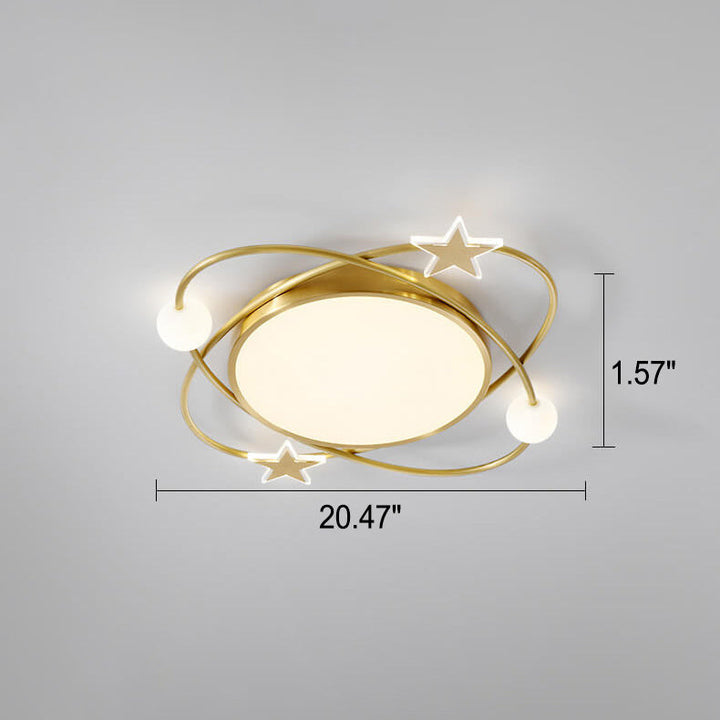 Lampe Plafonnier LED à Montage Encastré Design Étoile Créative Moderne en Acrylique et Cuivre Simple 