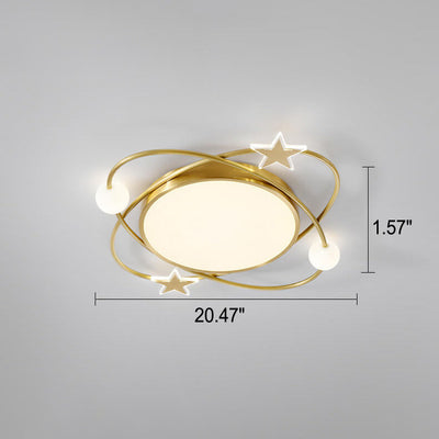Modern Simple Full Copper Acrylic Creative Star Surround Design LED Flush Mount Light