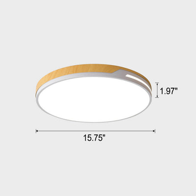 Nordic Minimalist Round Wooden Edge LED Flush Mount Ceiling Light