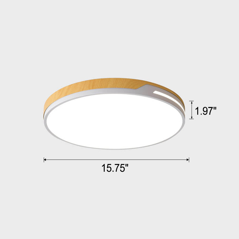 Nordic Minimalist Round Wooden Edge LED Flush Mount Ceiling Light