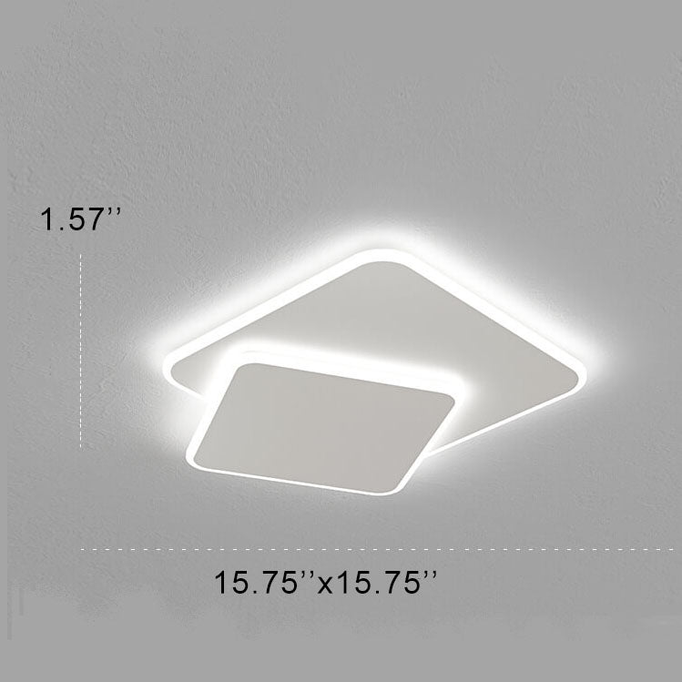 Minimalist 1-Light Two Square Changeable Tunable White LED Flush Mount Lighting