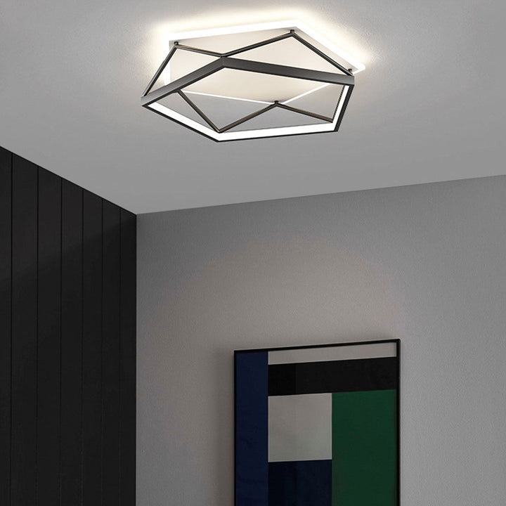Luz de techo LED montada al ras con diseño geométrico cuadrado minimalista moderno de hierro y acrílico 