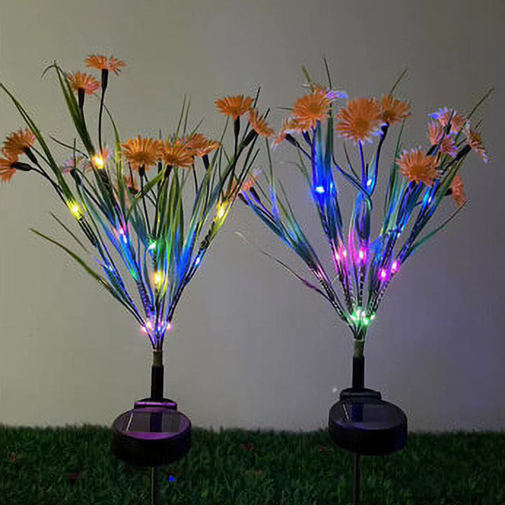 Lampe extérieure à LED en forme de fleur de couleur moderne solaire avec prise de terre 