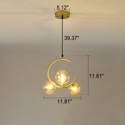 Skandinavischer minimalistischer runder Kugelglas-Kronleuchter mit 1/3-Lichtinsel 