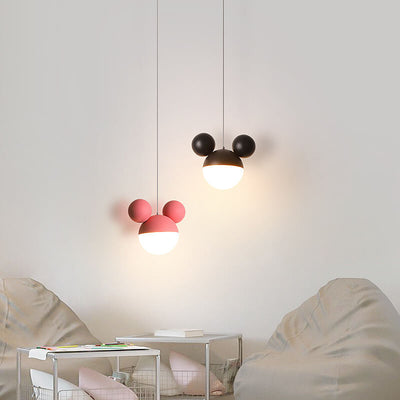 Kindliche minimalistische LED-Hängeleuchte im Mickey-Mouse-Design in Macaron-Farbe 