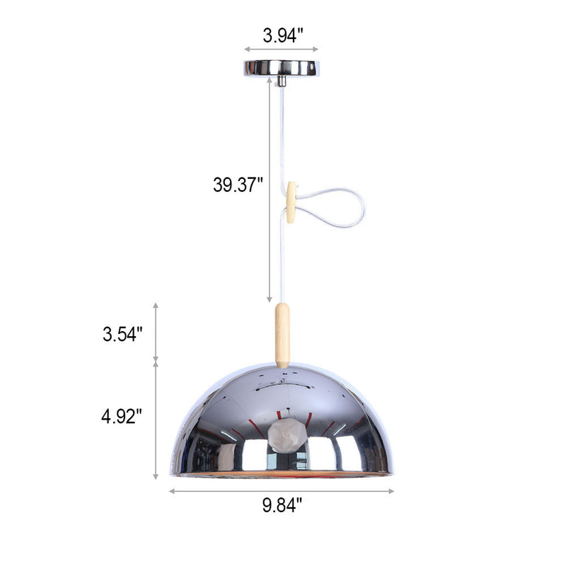 Nordic Simple Iron Dome Wood 1-Light Pendelleuchte