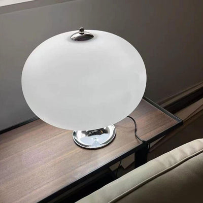 Lampe de table à 3 lumières avec abat-jour boule blanc crème moderne 