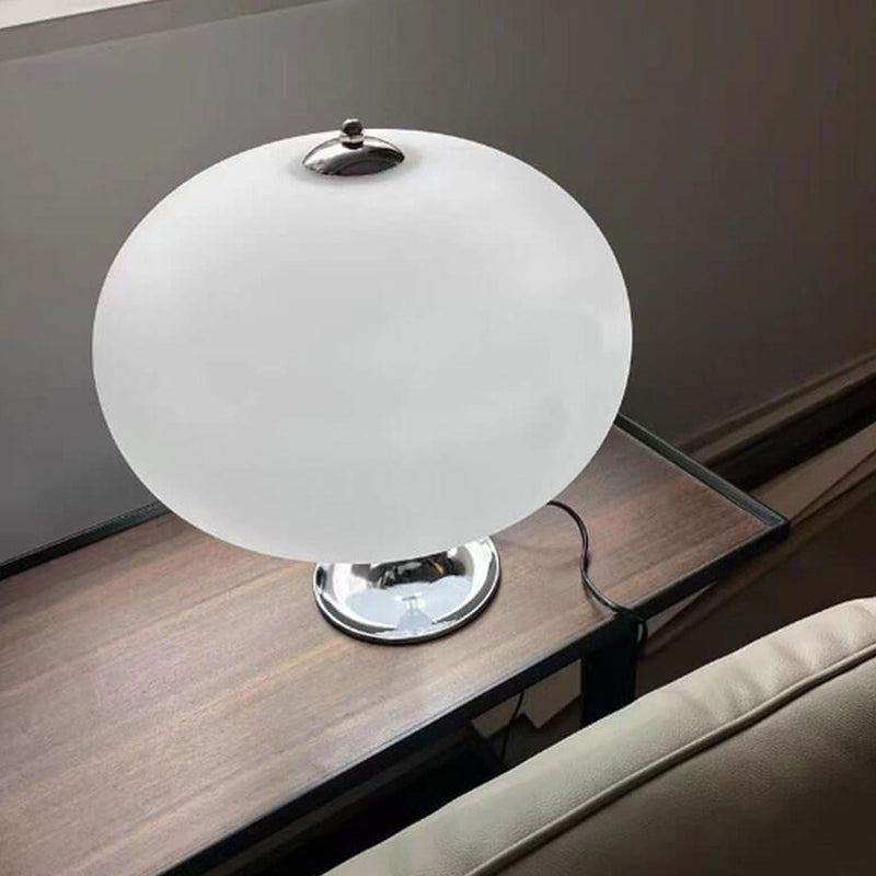 Lampe de table à 3 lumières avec abat-jour boule blanc crème moderne 