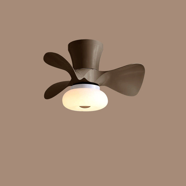 Moderne nordische Macaron LED-Deckenventilatorleuchte aus ABS und Metall zur halbbündigen Montage für das Wohnzimmer 