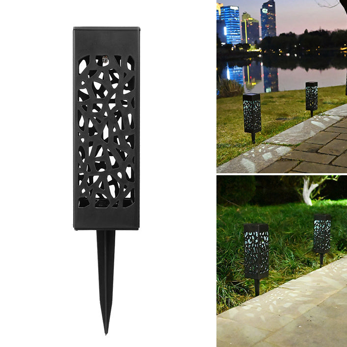 Outdoor Solar Hollow Square Column LED Patio Lawn Ground Plug Light