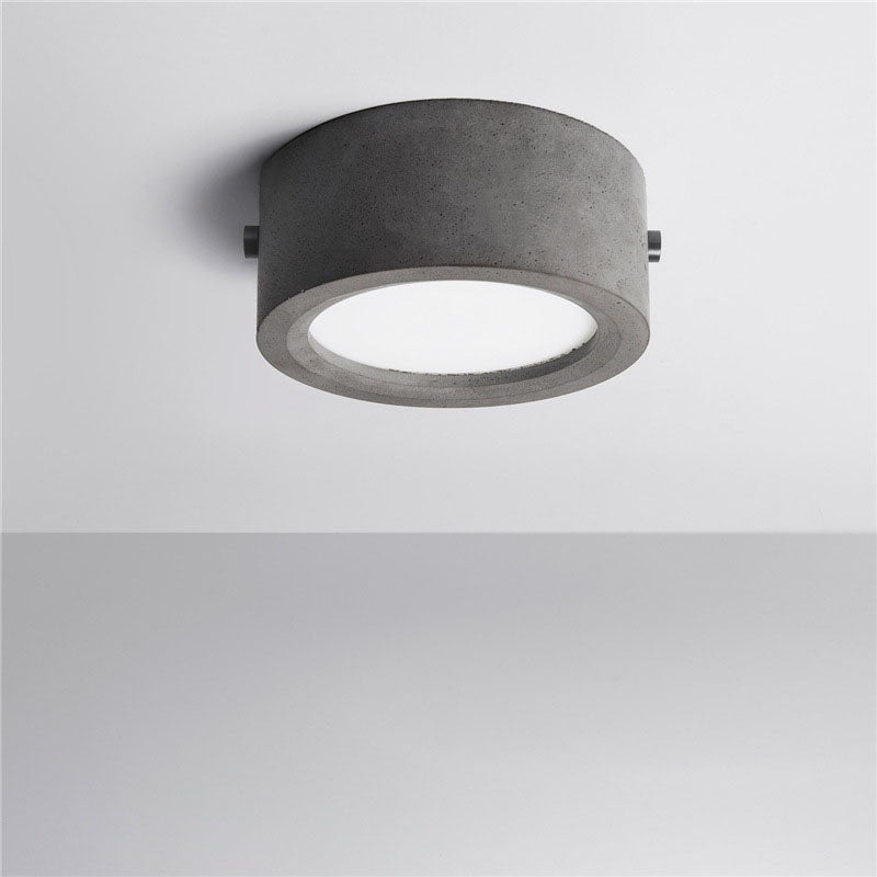 Industrial Simple Round Cement LED Flush Mount Ceiling Light