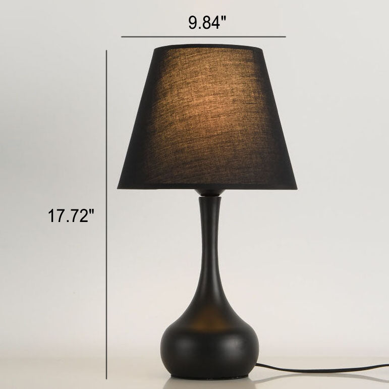 Nordic Vintage Pure Black White Iron Fabric 1-Light Table Lamp