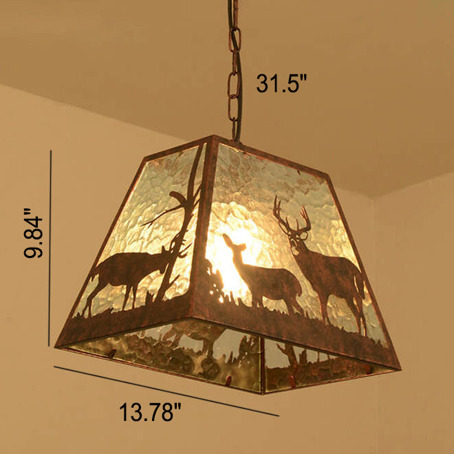 Industrieller Vintage-Wasser-Muster-Glas-Elch-Schlitten-Design 1/4 Licht-Kronleuchter 
