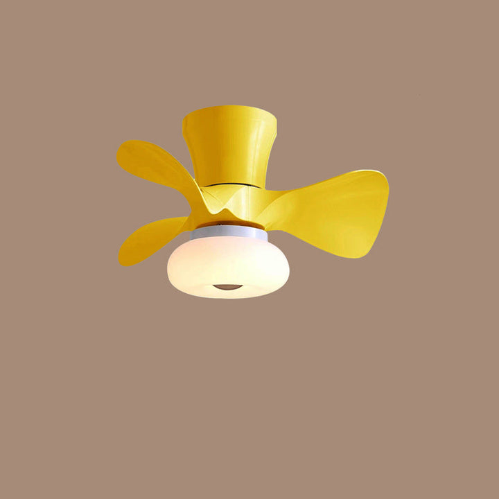 Moderne nordische Macaron LED-Deckenventilatorleuchte aus ABS und Metall zur halbbündigen Montage für das Wohnzimmer 