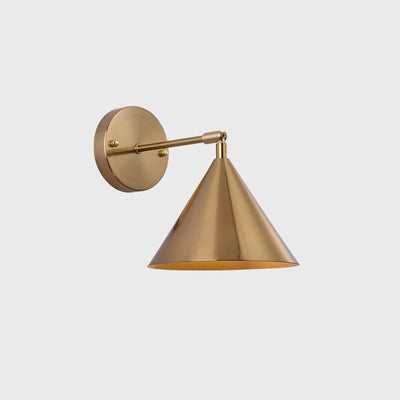 Modern Simple Iron Plated Brass Cone Round 1-Light Wall Sconce Lamp