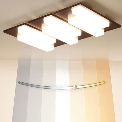 Nordic Creative Walnut Acrylic Rectangular LED Flush Mount Ceiling Light