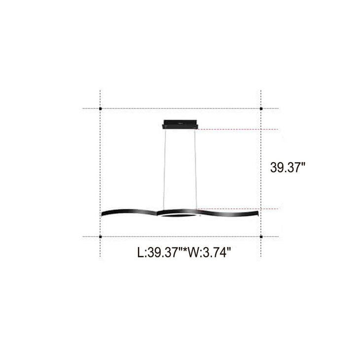 Lustre créatif à LED design moderne à lignes courbes pour îlot 