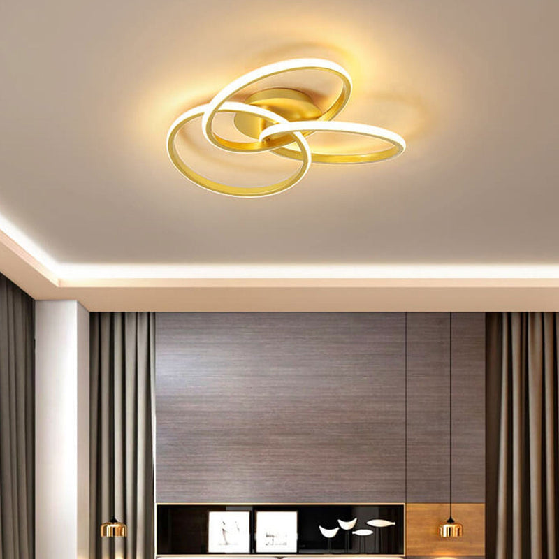 Nordic Light Luxury Ring Staggered Overlap Design LED Flush Mount Light