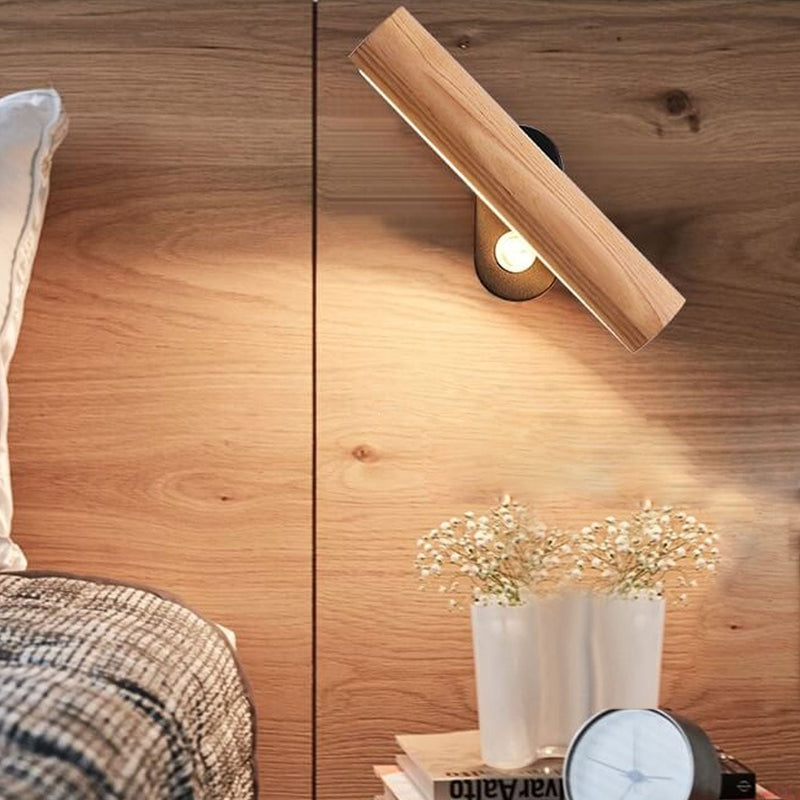 Nordic Simple Solid Wood Bar Rotating LED Wall Sconce Lamp