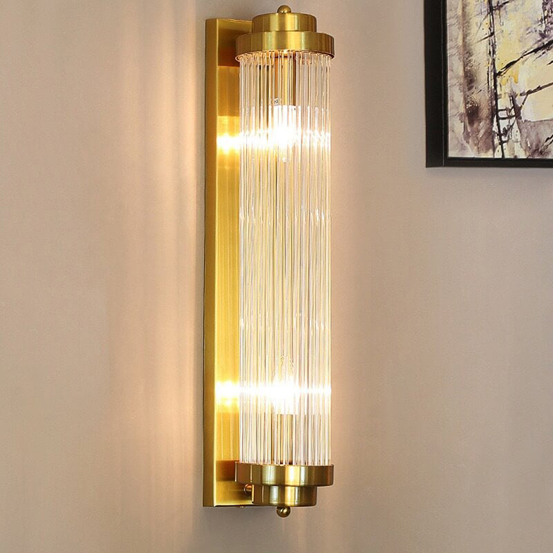 Lámpara Aplique de Pared de Lujo Moderno Cilindro de Cristal Rotación de 2 Luces 